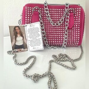 Natalie Mills Pink Rhinestone Crossbody Bag